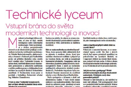 Foto ke stránce Technické lyceum - vstupní brána do světa moderních technologií a inovací